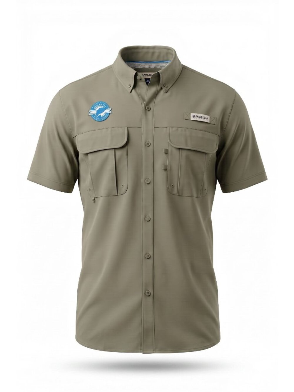 Magellan Outdoors Mens L Laguna Madre Fishing Shirt Moss UPF 30 Moisture Wicking